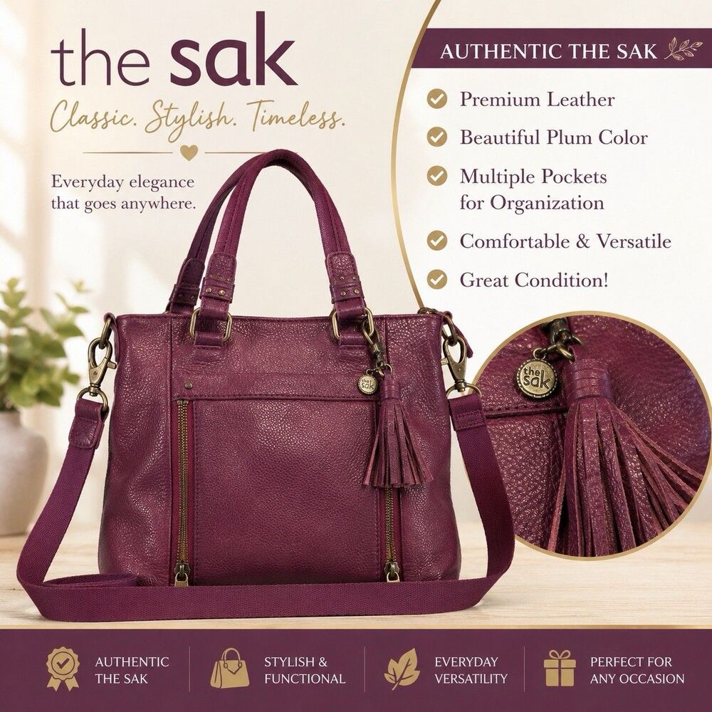 The Sak Wine Pebbled Leather Crossbody With Top Handles Purse Butter Soft EUC